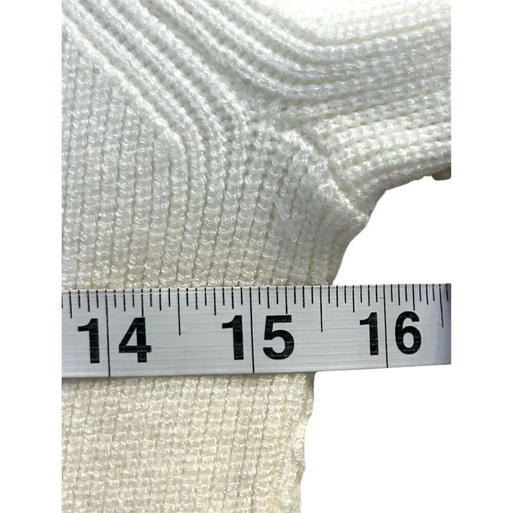 Free People Marilyn Pullover Ivory Sweater L Furry Cuffs Boho Hippie Fall Cozy